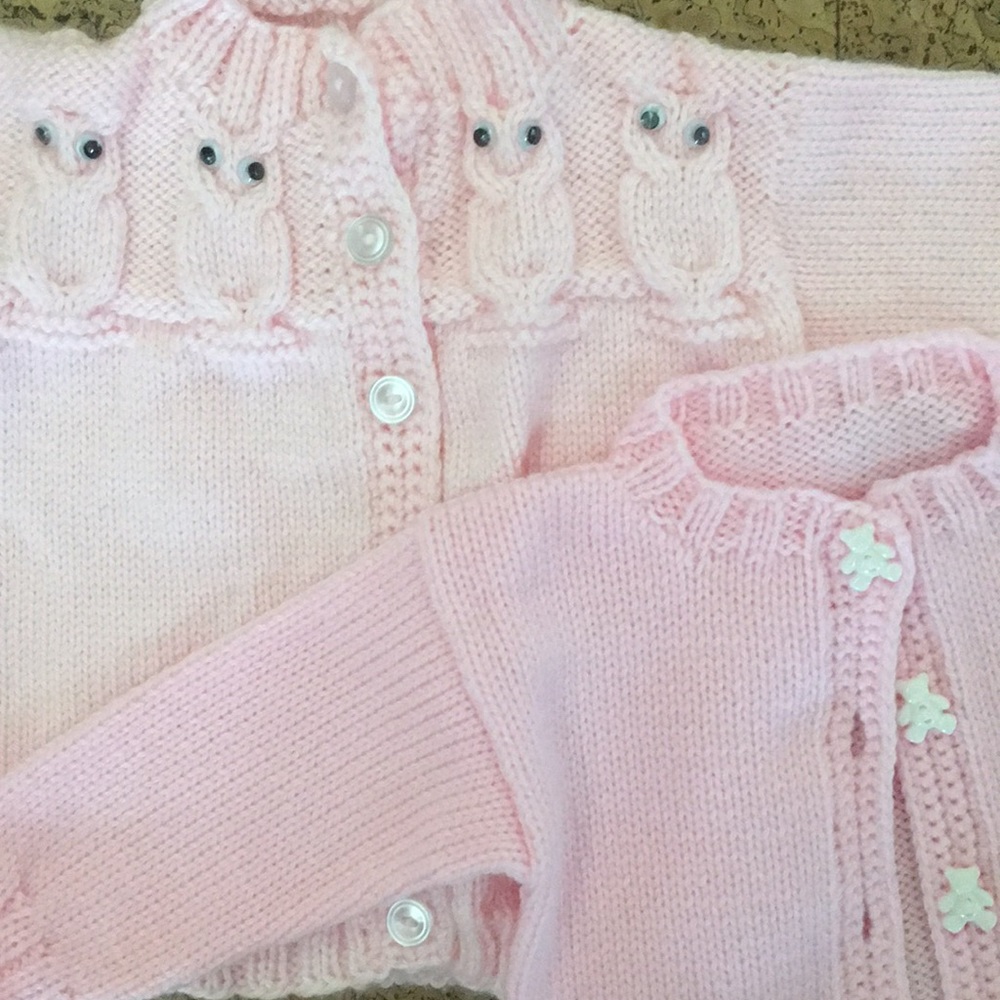 2 handmade sweaters 9-12 mo